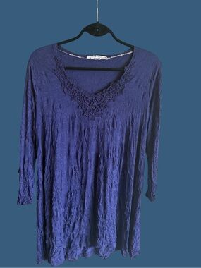 Lauren Vidal Deep Purple Crochet V-Neck Tunic